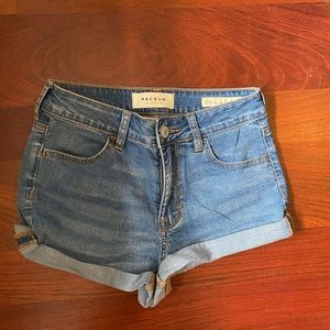 pacsun high rise super stretch jean shorts